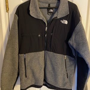 North Face Denali fleece zip up in black and gray